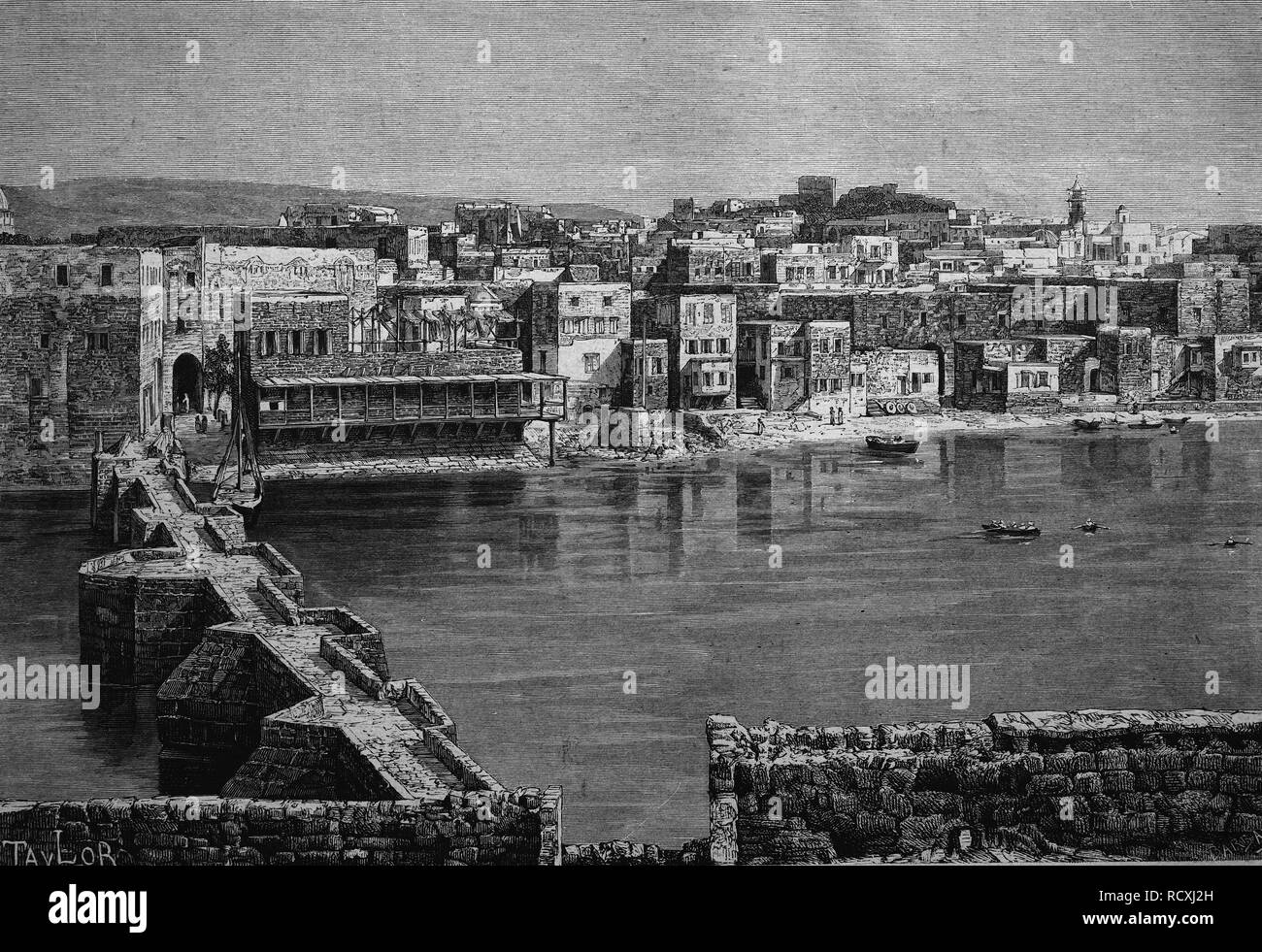 Incisione storica, Sidone in Siria, 1888 Foto Stock