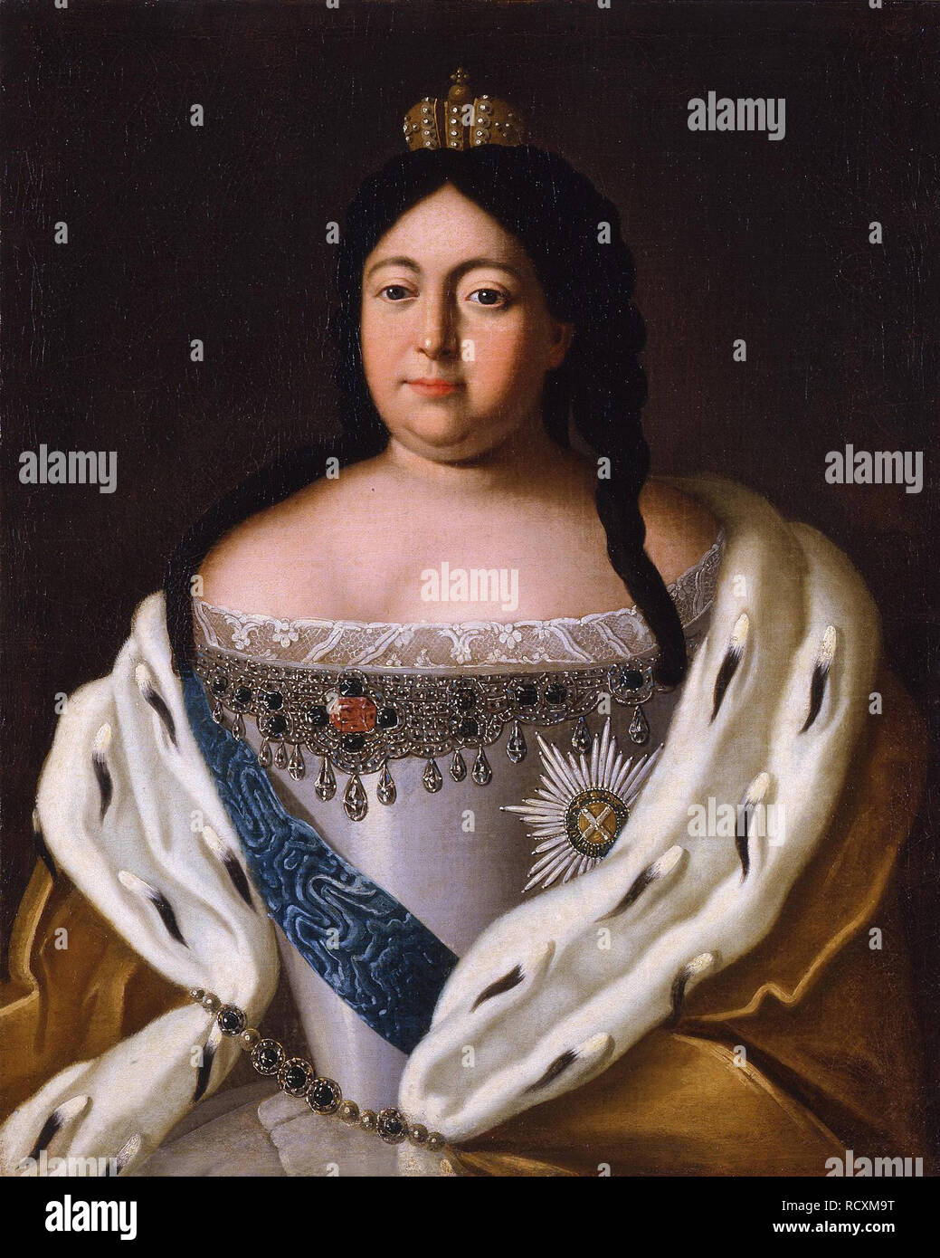 Ritratto di imperatrice Anna Ioannovna (1693-1740). Museo: Membro Hermitage di San Pietroburgo. Autore: anonimo. Foto Stock