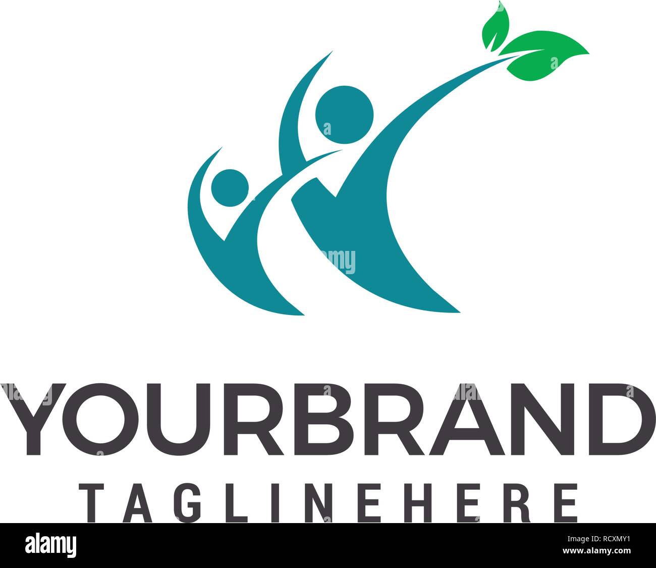 Salute delle persone logo. Umano carattere foglia disegni Logo vettore modello Illustrazione Vettoriale