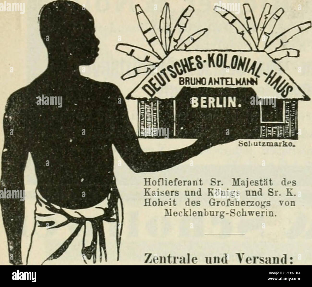 . Der Tropenpflanzer; zeitschrift fr tropische landwirtschaft. Piante tropicali; raccolti tropicali. Gll - TX.. Hoflieferant Suor Majestät dps Kaiser und Königs und Suor K. Hoheit des Grofsberzogs von llecklenliurg-Schwerin. Postpakete von 10 Mk., Bahnsendimsren ho von 30 Mk. ab porto- oder innerhalb frachtfrei ganz Deutschland. -Usaiubara Kaffee. Das Pfund geröstet: Mk. 1,-, 1,20, 1,30, 1,50, 1,70 und 1,80 Mark. Kainernn- und Samoa-Kakao und daraus bereitete Schokoladen. 1,20 bis 2,40 Mk. das Pfund. DeatKches Nalat- u. BUS Speise-Oel Erdnüssen. Ständiger Verbrauch in den Kaiser- lichen Hofküchen. Ko Foto Stock