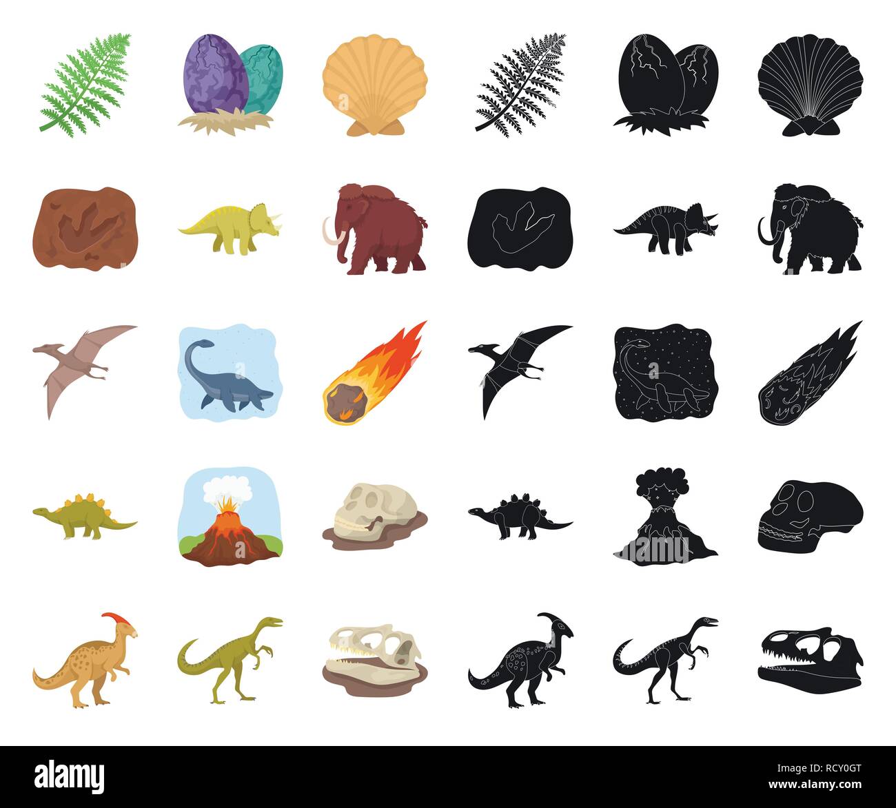 L'età,animale,antichità,l'arte,cartoon,Black,raccolta,design,dinosauro,dinosauri,l'uovo,eruzione,l'estinto,fiamma,footprint,fossili,gallimimus,erbivoro,uomo,icona,immagine,isolato,jurassic,logo,mammifero,mammoth,meteorite,parasaurolophus,periodo,impianto,preistoria,pterodactyloidea,rimane,rock,mare,seashell,impostare,segno,stegosaurus,pietra,il simbolo,triceratops,tirannosauro,vettore,vulcano,web vettori vettore , Illustrazione Vettoriale