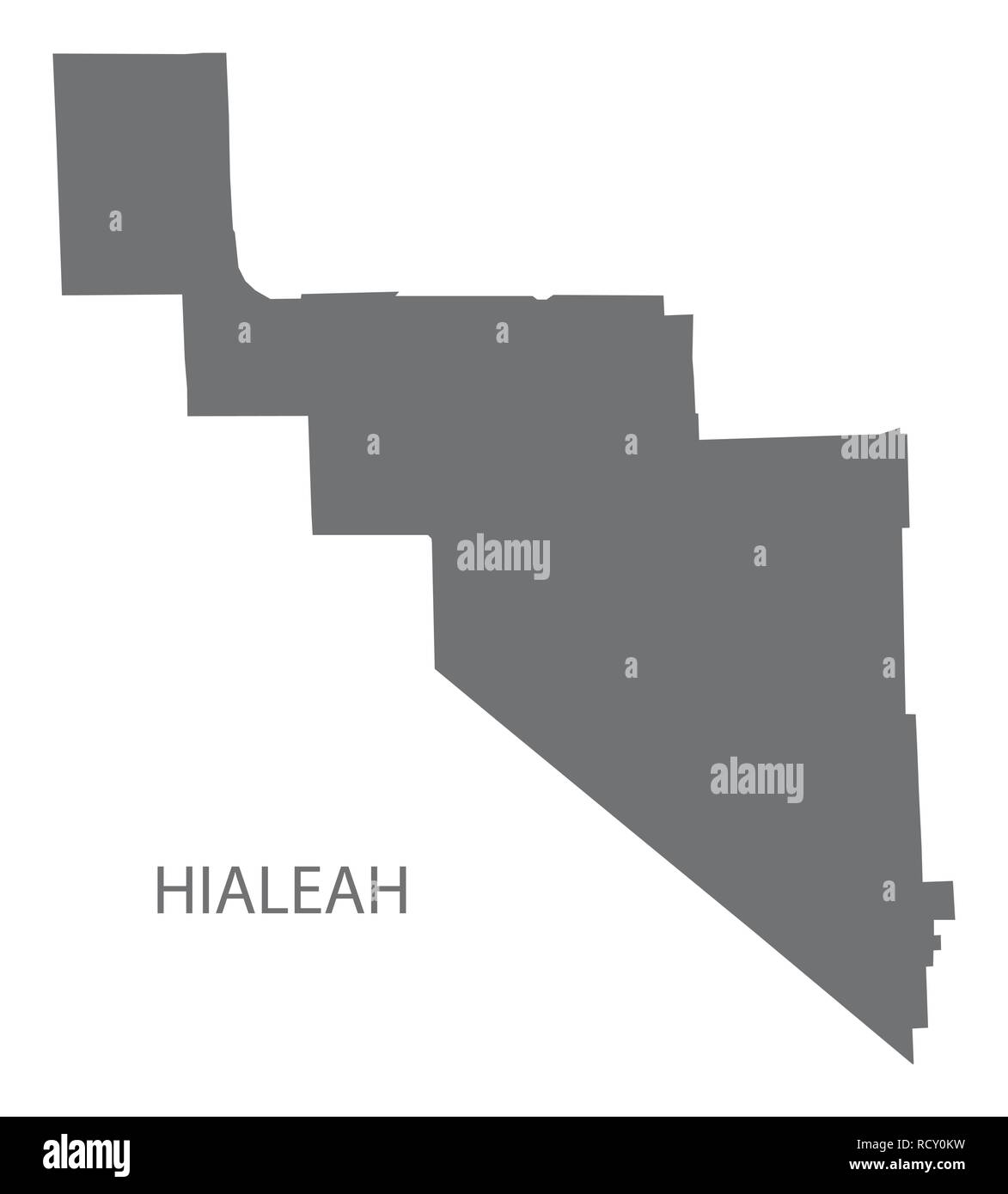 Hialeah Florida City map grigio silhouette di illustrazione Illustrazione Vettoriale