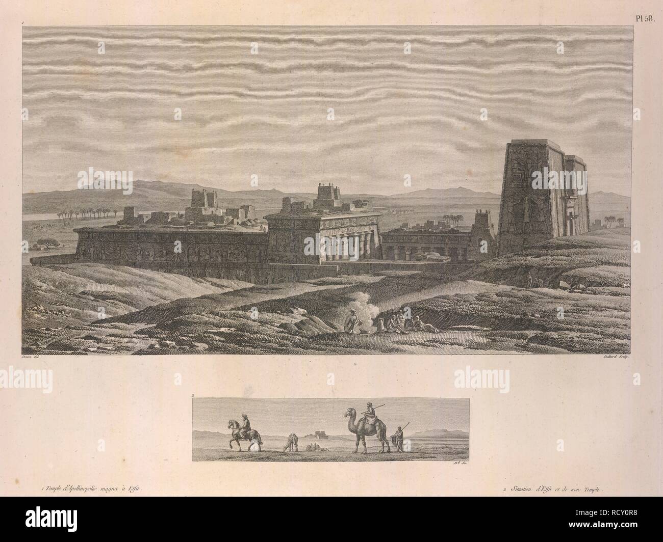 Un tempio. Voyage dans la Basse et la Haute EÌgypte pendant les campagnes du geÌneÌral Bonaparte. Parigi, 1802. Fonte: 458.h.11-12, la piastra 58. Lingua: Francese. Autore: DENON DOMINIQUE VIVANT, Baron. Foto Stock