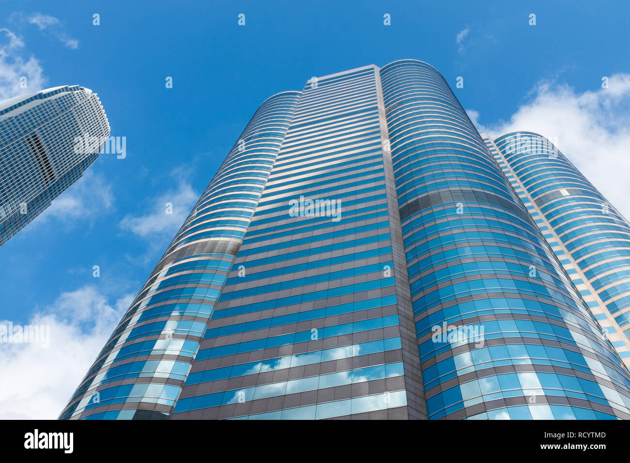 Alto e moderno ufficio blocchi in Hong Kong Quartiere Finanziario Centrale Foto Stock