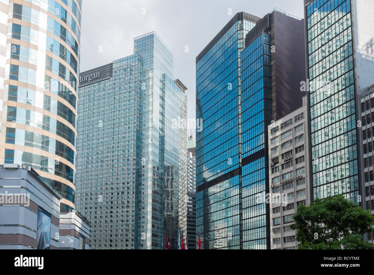 Alto e moderno ufficio blocchi in Hong Kong Quartiere Finanziario Centrale Foto Stock