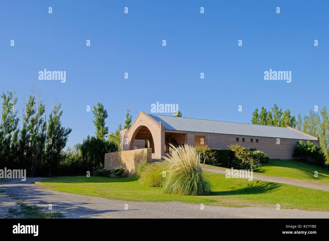 Moderna cantina Malbec fabbrica in San Juan, Argentina, Sud America, visto anche in Mendoza Foto Stock