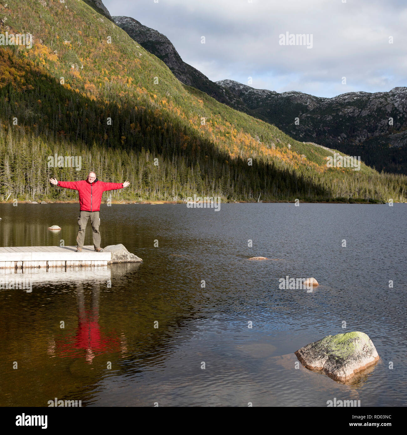 Lac Americains aux in Gaspésie National Park (Parc National de la Gaspésie) sulla penisola di Gaspé del Quebec, Canada. Il corpo di acqua è su un laborato Foto Stock