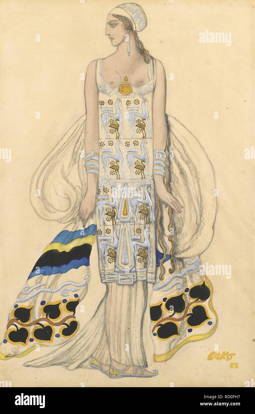 Disegno di costumi per Ida Rubinstein nel balletto Phèdre. Museo: Collezione privata. Autore: Bakst, Leon. Foto Stock
