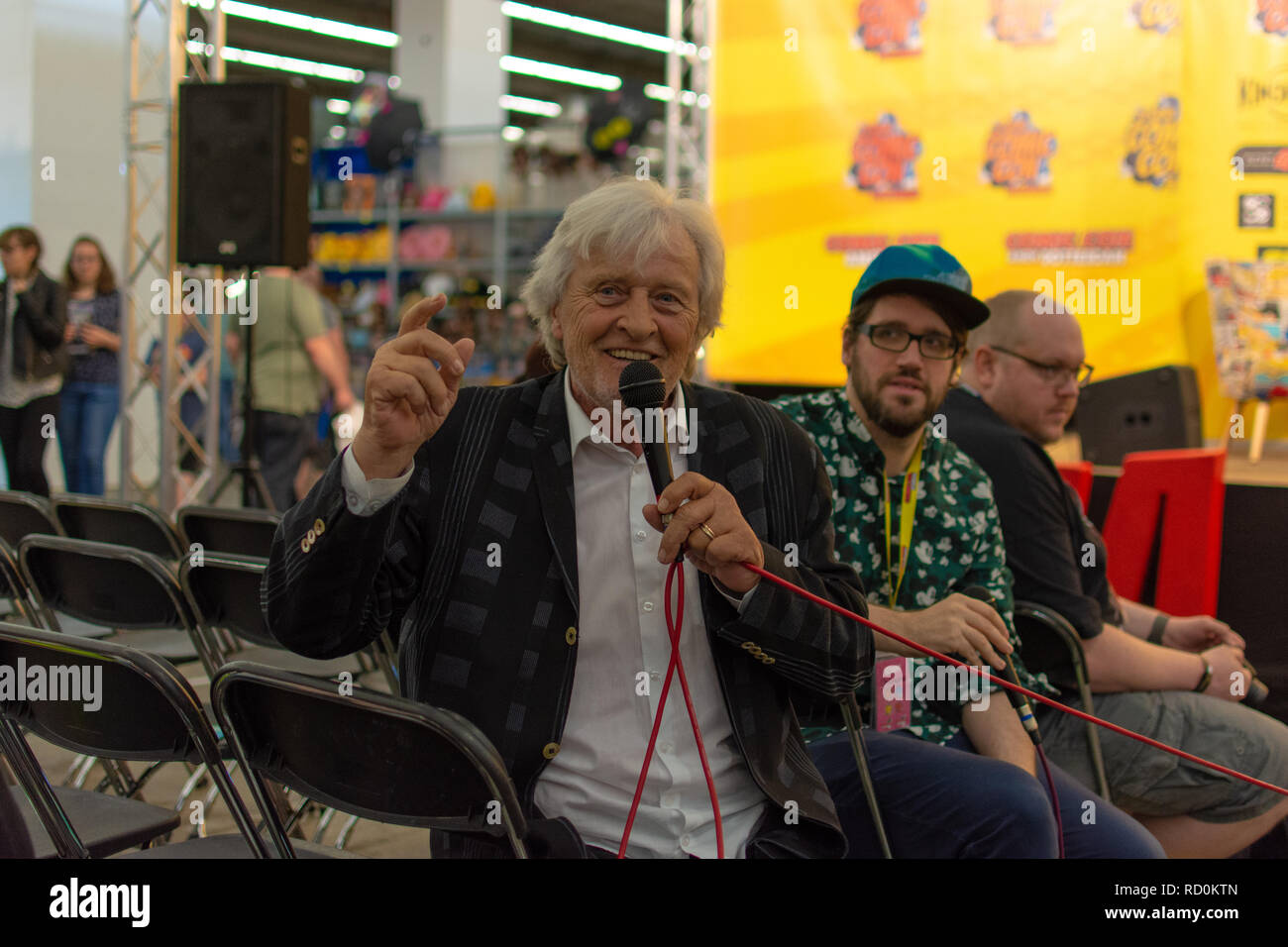 Francoforte, Germania - 6 Maggio 2018: Rutger Hauer (*1944, attore Blade Runner, il Hitcher, Nighthawks) al comico tedesco cost Francoforte, una due giorni di convenzione della ventola Foto Stock