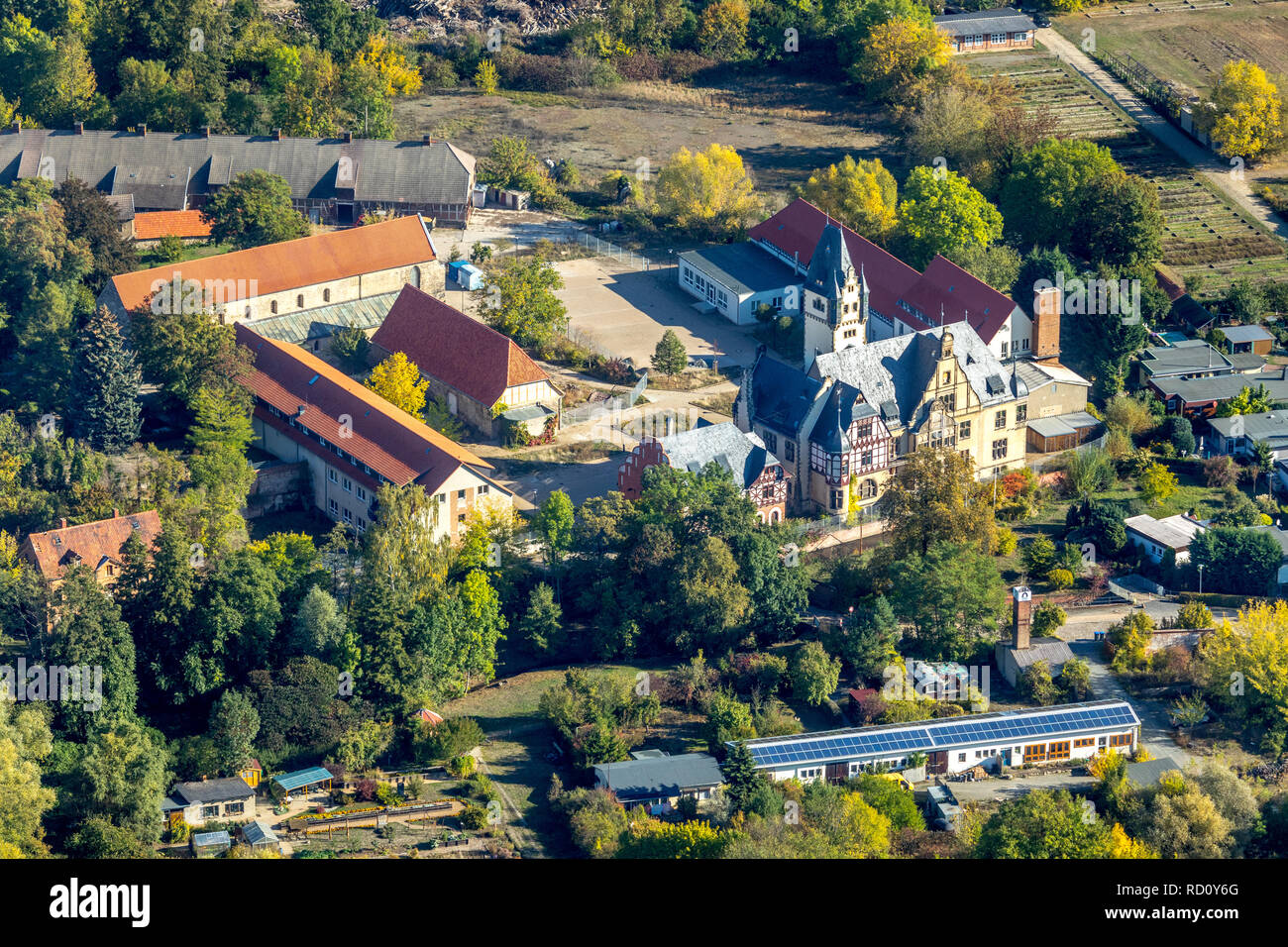 Vista aerea, San Wipertikirche cripta, Wipertistraße, Quedlinburg-Altstadt, Quedlinburg, distretto Harz, Sassonia-Anhalt, Germania, Europa, cerchio Paderbor Foto Stock