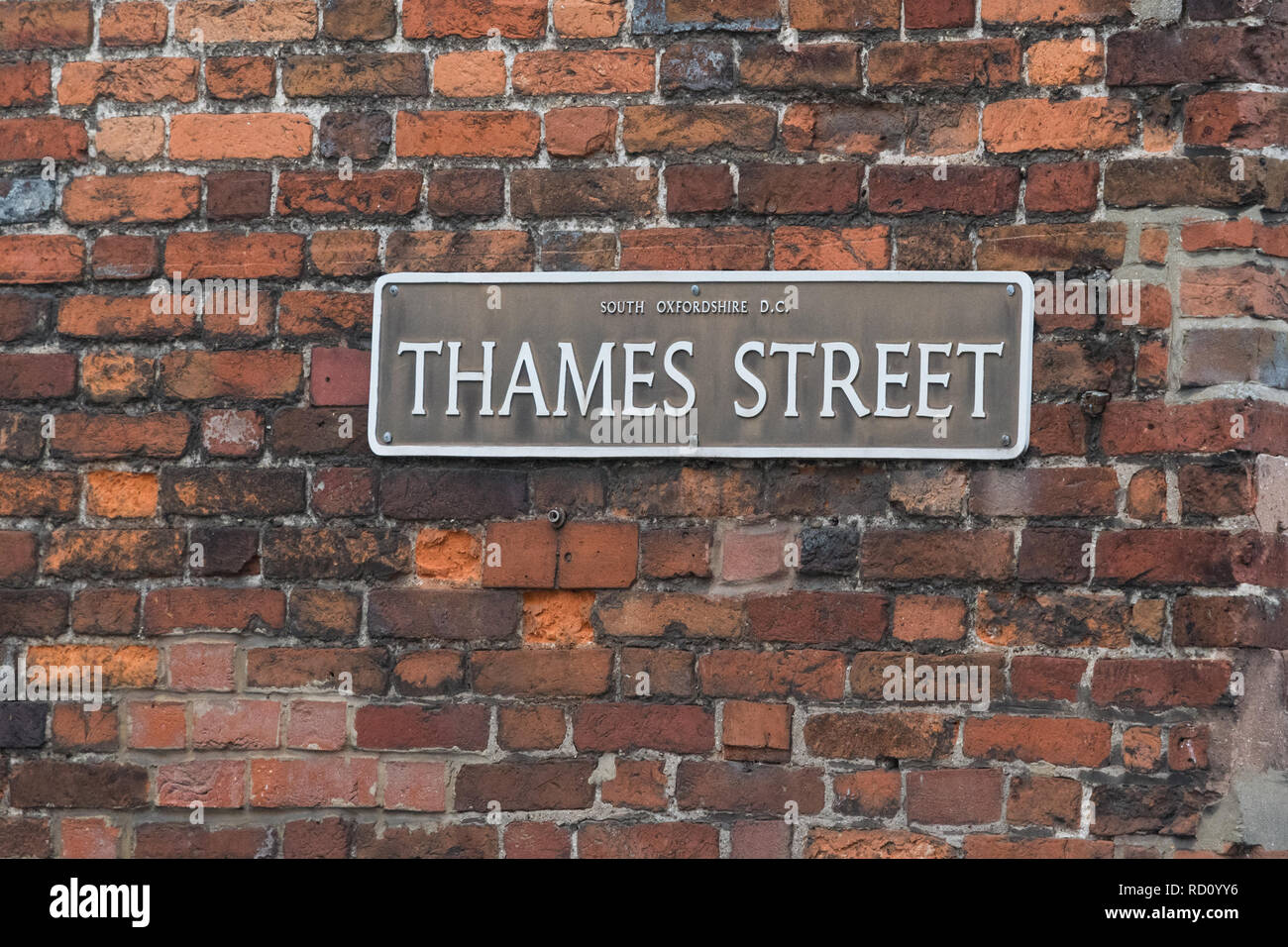 Thames Street segno, Wallingford, Oxfordshire, England, Regno Unito Foto Stock
