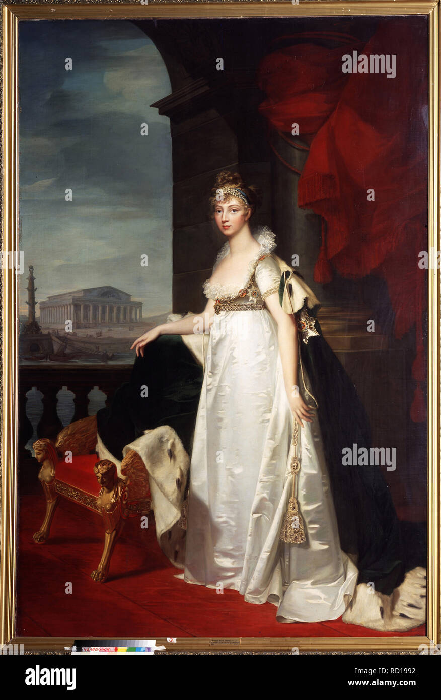 Ritratto di imperatrice Elisabetta Alexeievna, Principessa Luisa di Baden (1779-1826). Museo: Galleria Regionale, Tchelyabinsk. Autore: MOSNIER, JEAN LAURENT. Foto Stock