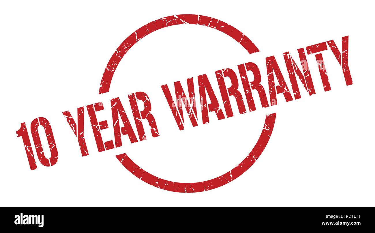 Dieci anni di garanzia rosso timbro rotondo Illustrazione Vettoriale