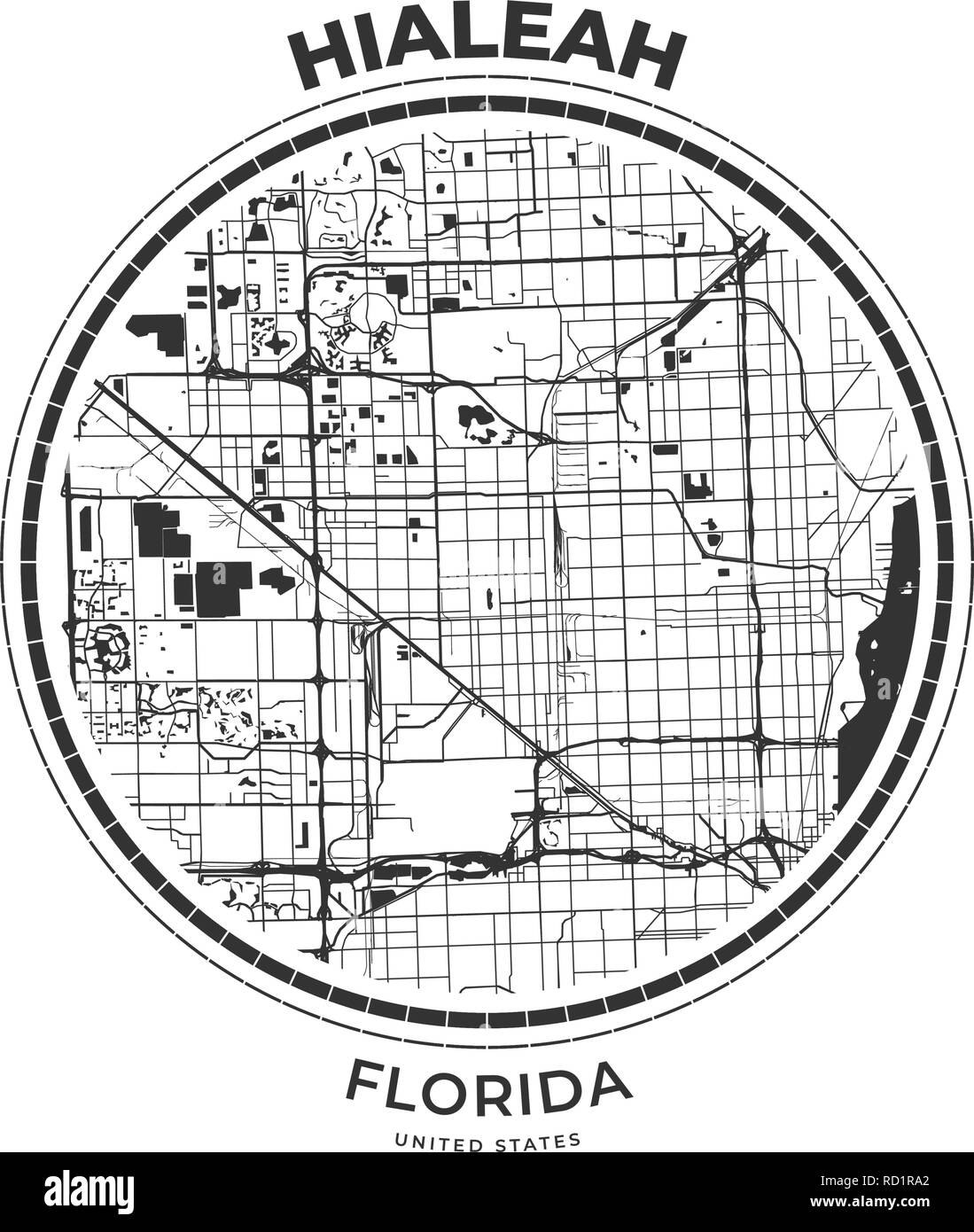 T-shirt badge mappa di Hialeah, Florida. Tee shirt Tipografia stampa etichetta emblema distintivo. Illustrazione Vettoriale Illustrazione Vettoriale