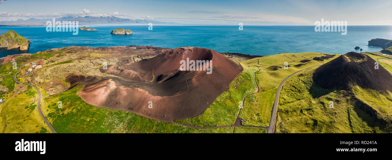 Vulcano Eldfell, Heimaey, Isole Westman Foto Stock