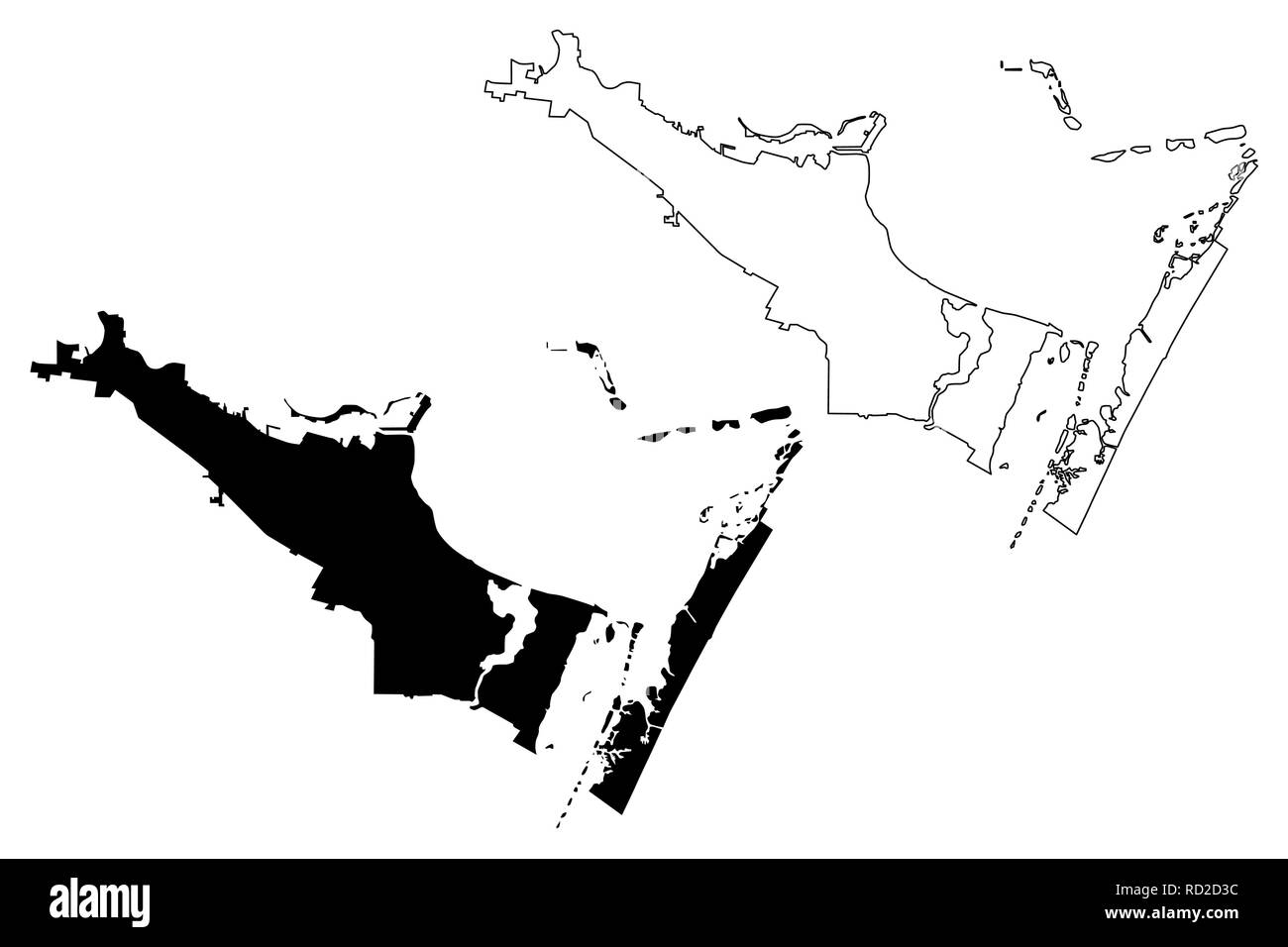Corpus Christi città (Stati Uniti città, Stati Uniti d'America, usa city) mappa illustrazione vettoriale, scribble schizzo città di Corpus Christi mappa Illustrazione Vettoriale
