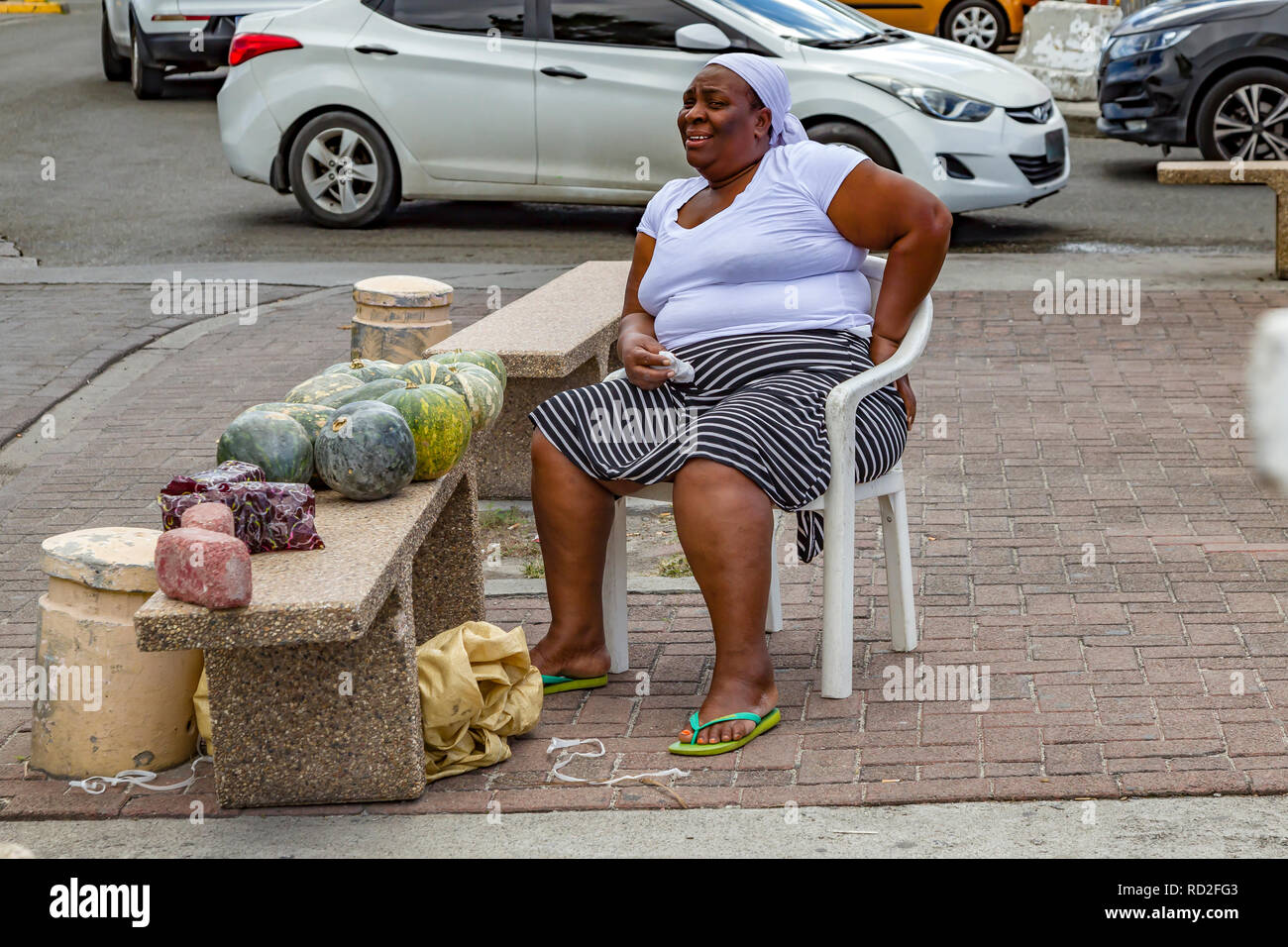 Luogo di mercato in Philipsburg, Sint Maarten (Saint Martins), Antille olandesi Foto Stock