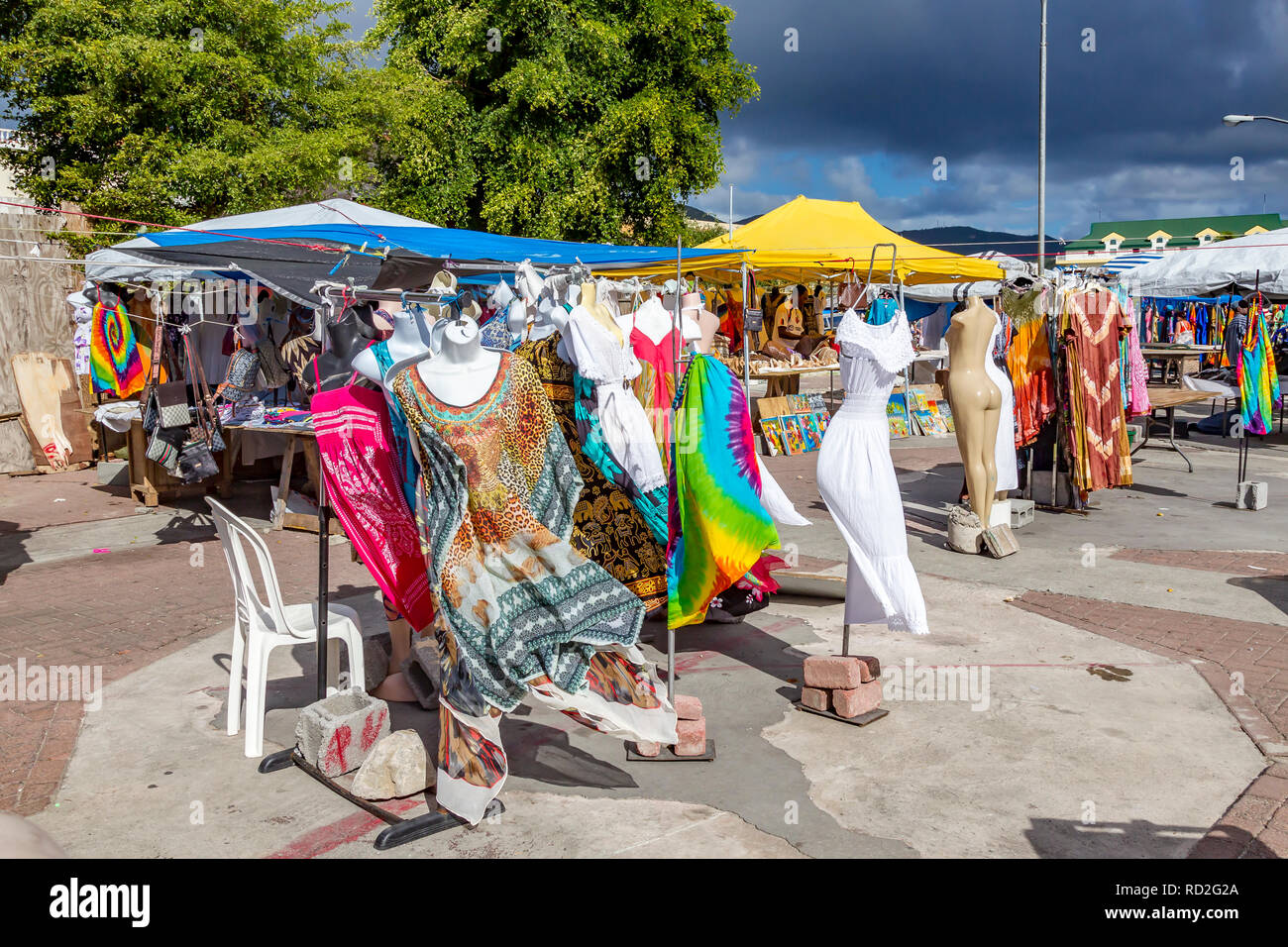 Luogo di mercato in Philipsburg, Sint Maarten (Saint Martins), Antille olandesi Foto Stock