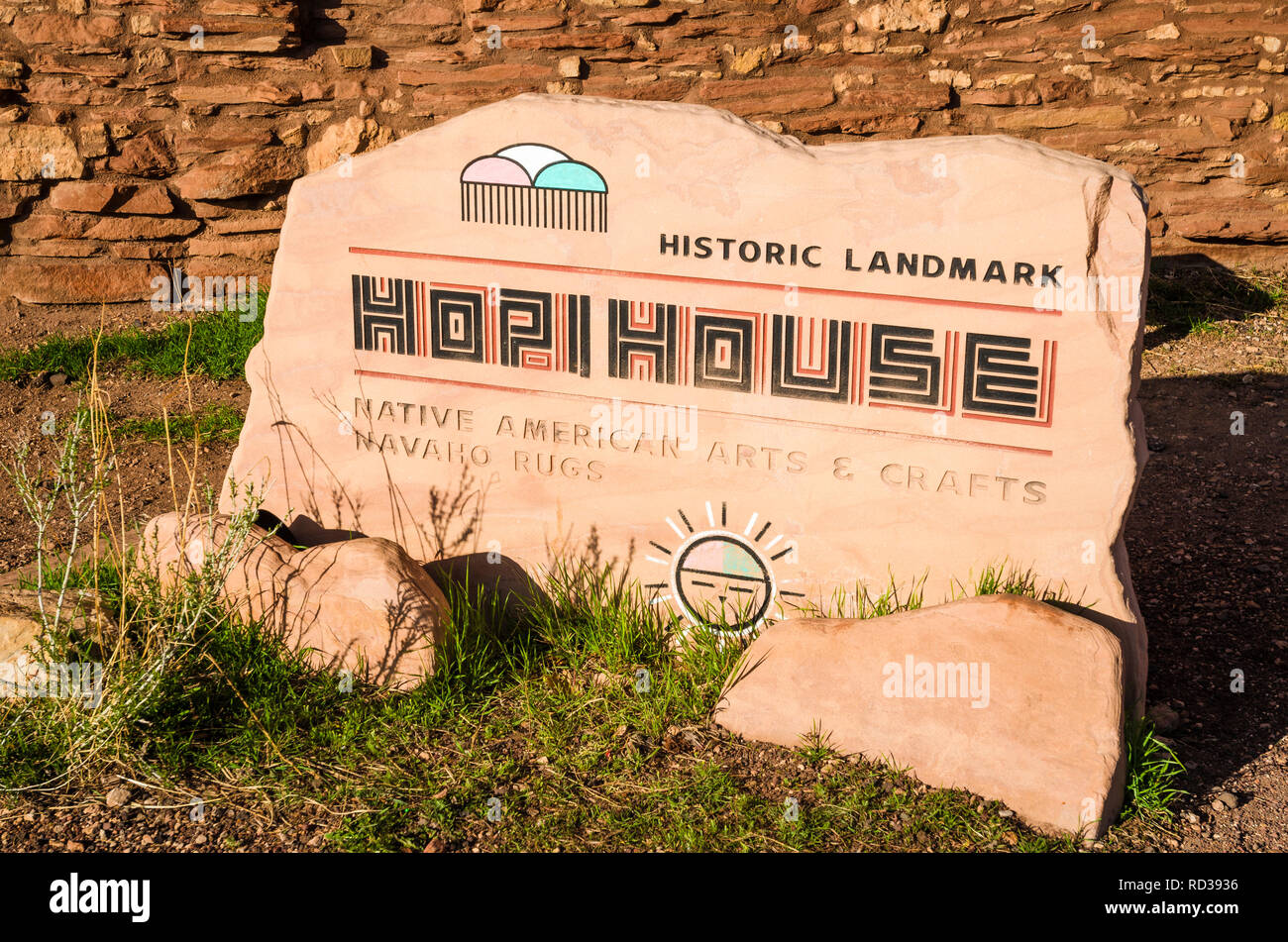 Hopi House storica pietra miliare, il Parco Nazionale del Grand Canyon, Arizona USA Foto Stock