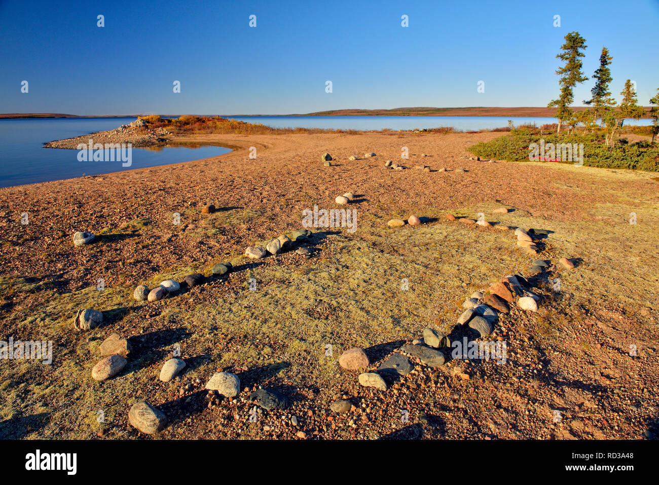 Popoli indigeni anello tenda a Ennadai Lake, Arctic Haven Lodge, Ennadai Lake, Nunavut, Canada Foto Stock