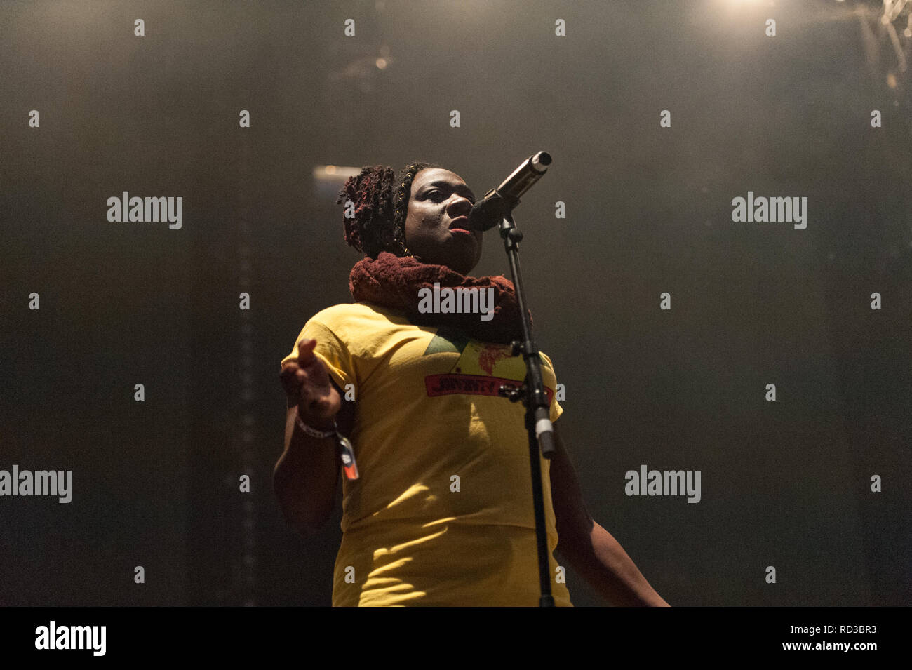 Uno di Jimmy Cliff's band sul palco del barbuto teoria festival 2018 Foto Stock