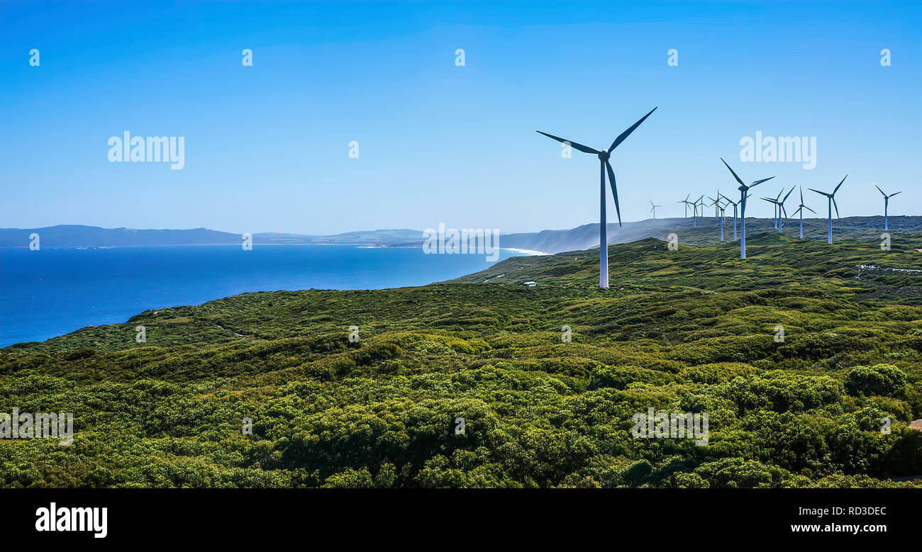 Le turbine eoliche su una fattoria eolica, Albany, Australia occidentale, Australia Foto Stock