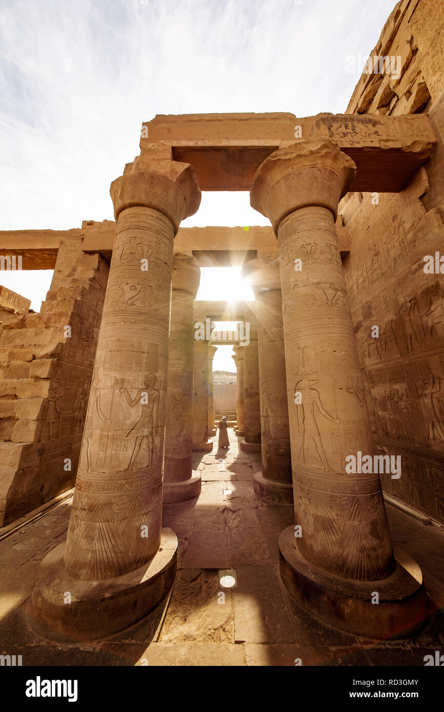 Civiltà egizia Tempio di Kom Ombo noto come Krokodilopolis vicino a Aswan sul fiume Nilo Foto Stock