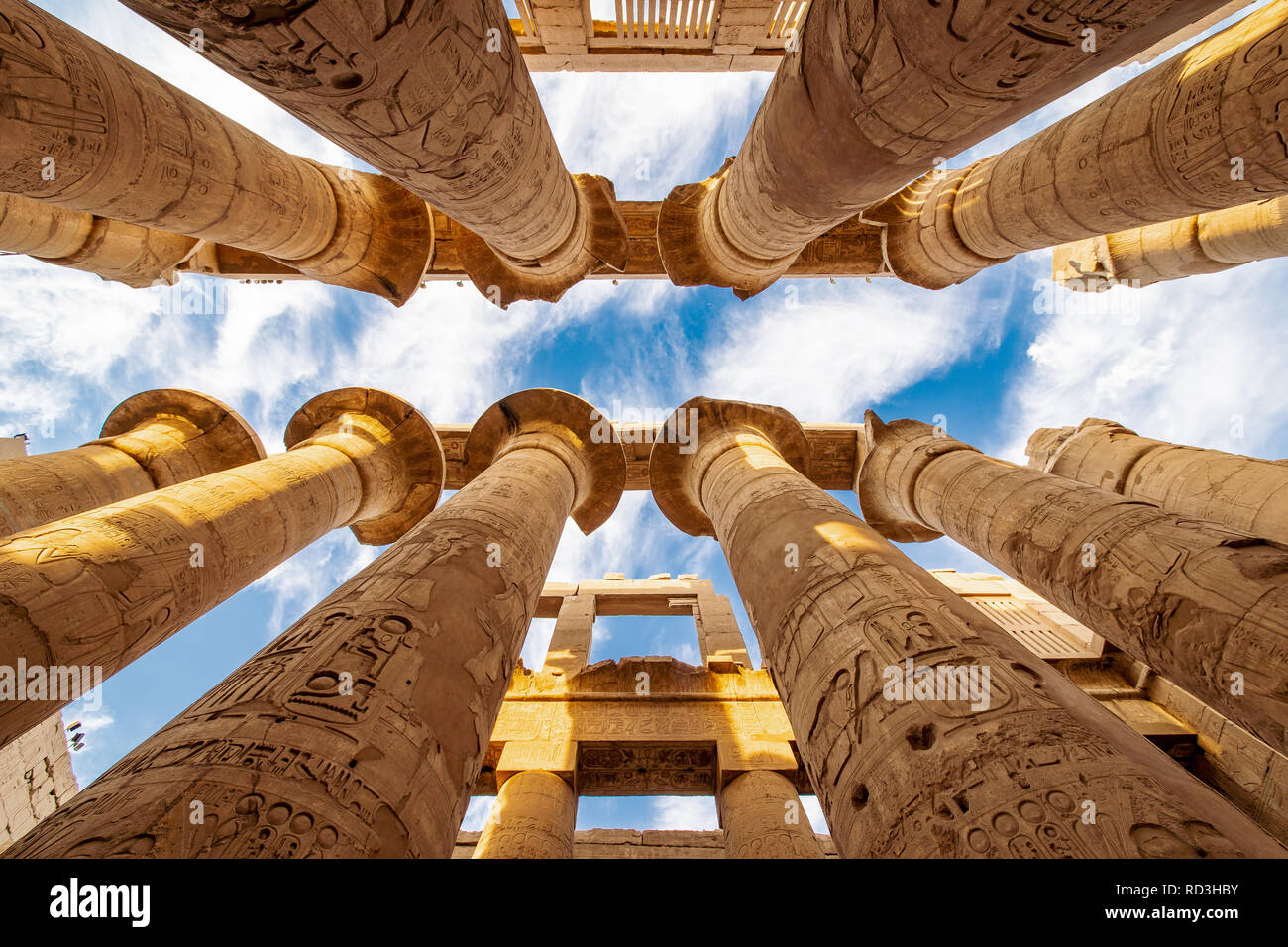 Le colonne del Tempio di Karnak in Egitto Foto Stock