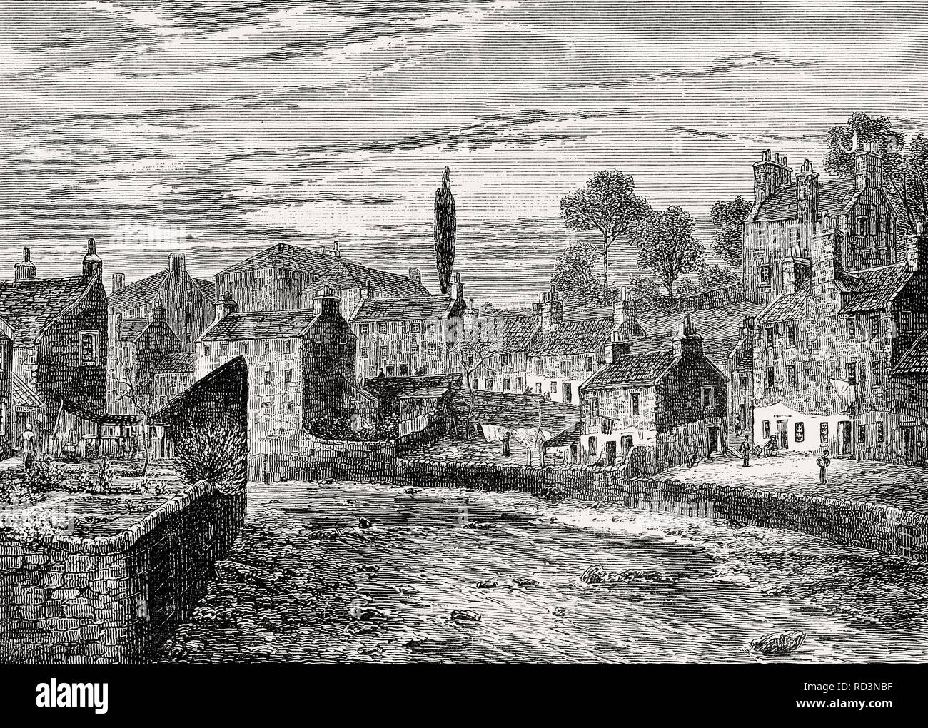 L'acqua di Leith, Edimburgo, Scozia, XIX secolo Foto Stock