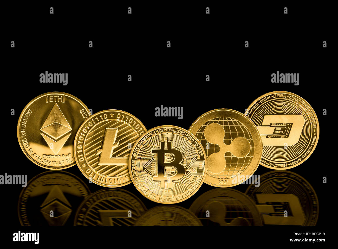 Tipo diverso di crypto cambio moneta Foto Stock