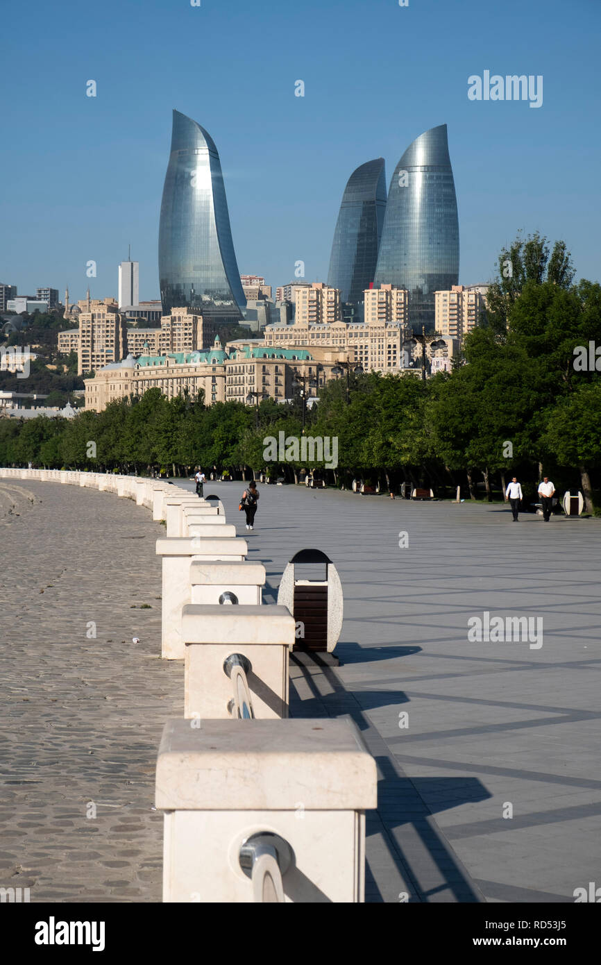 Torri a fiamma Baku Azerbaigian Foto Stock