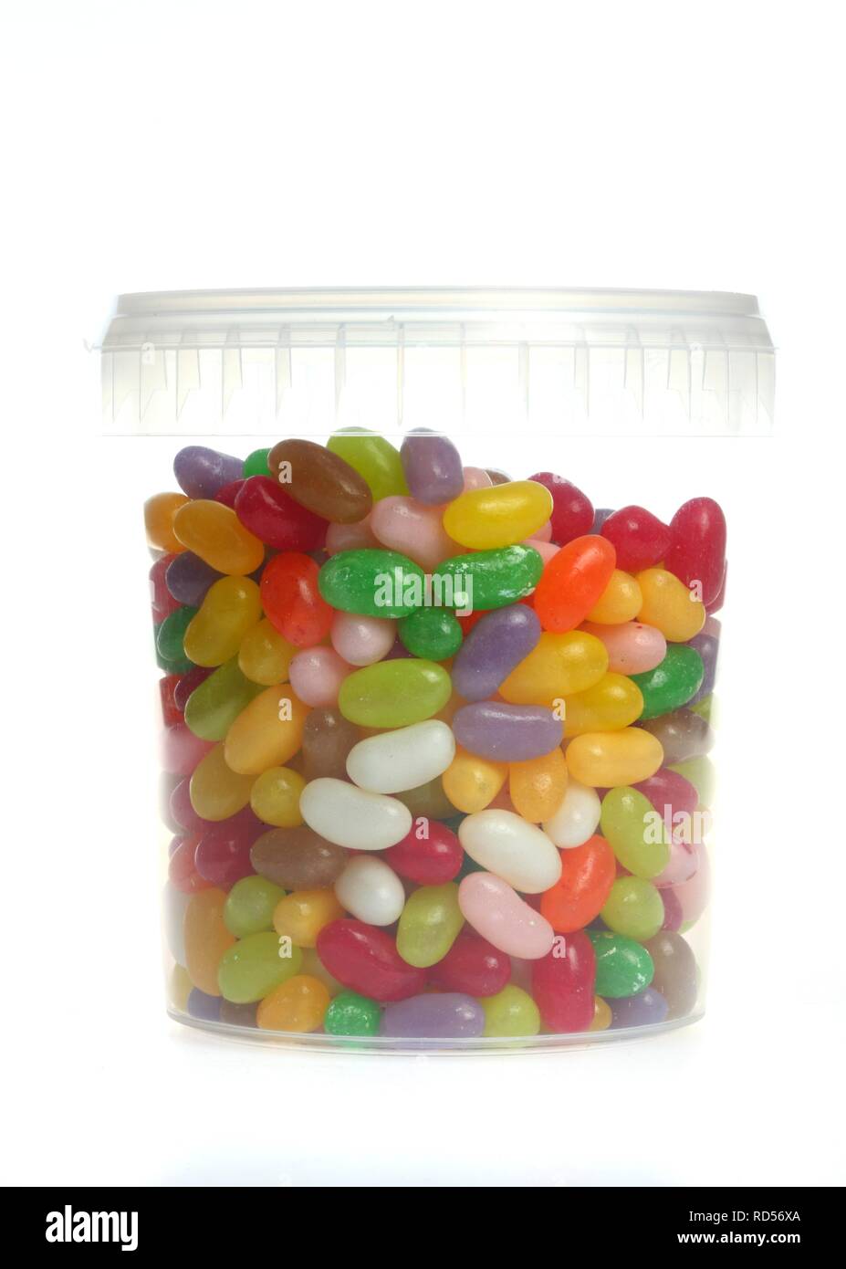 Colorate Differenty Jelly Beans in una coppa trasparente Foto Stock