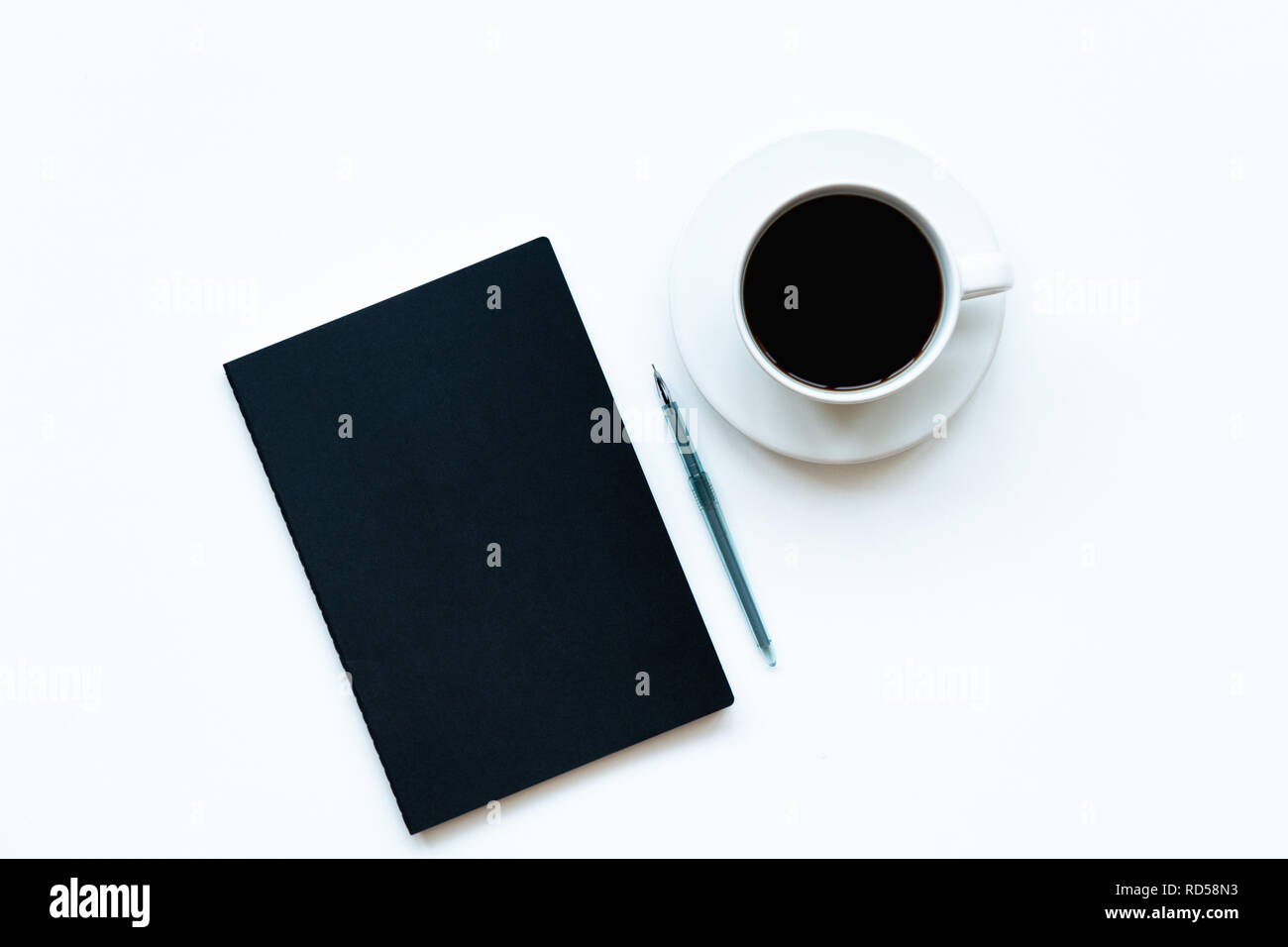Bianco nero notebook e accessori, mock up Foto Stock