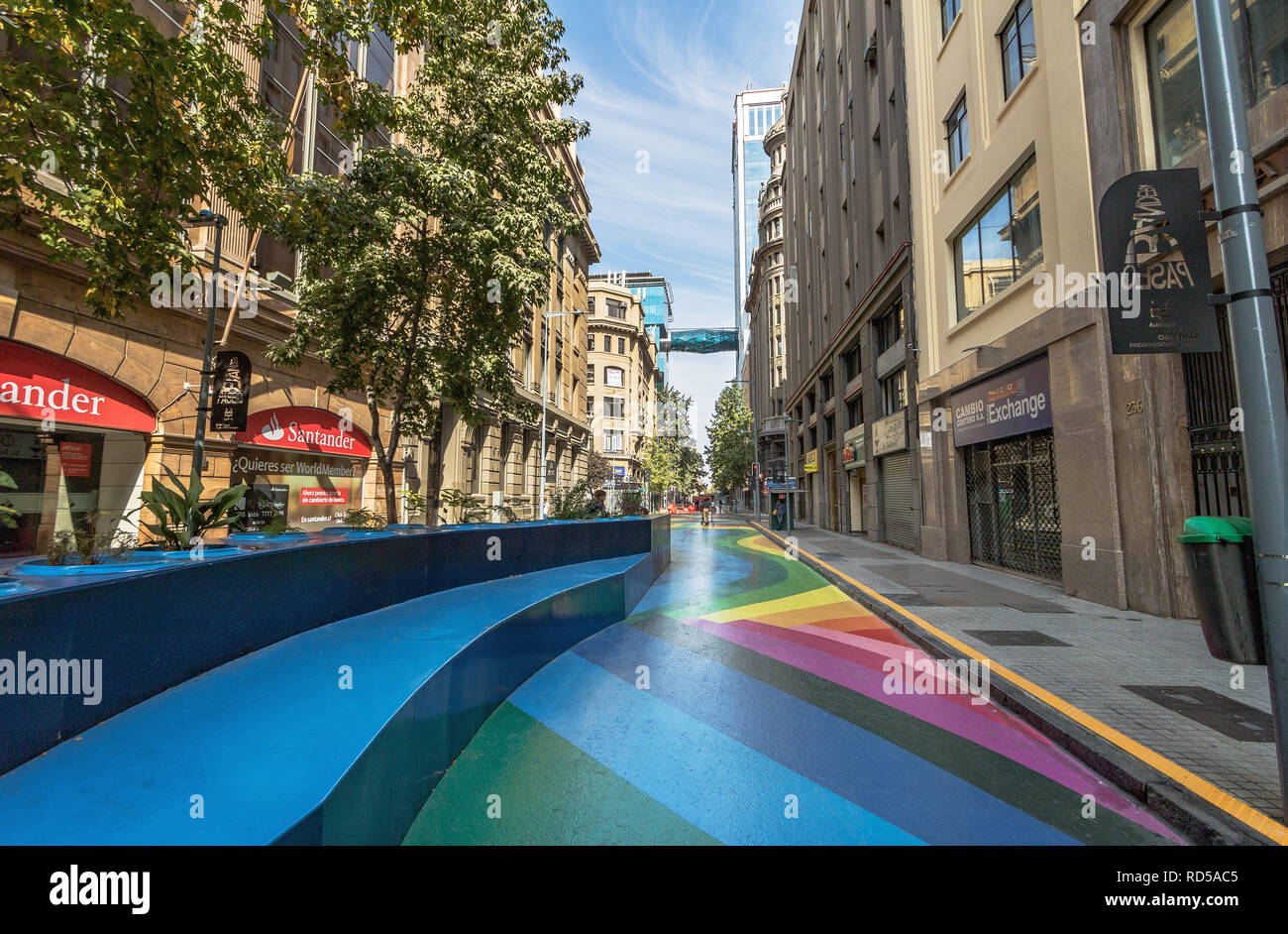 Paseo Bandera, colorato strada pedonale nel centro storico di Santiago - Santiago del Cile Foto Stock
