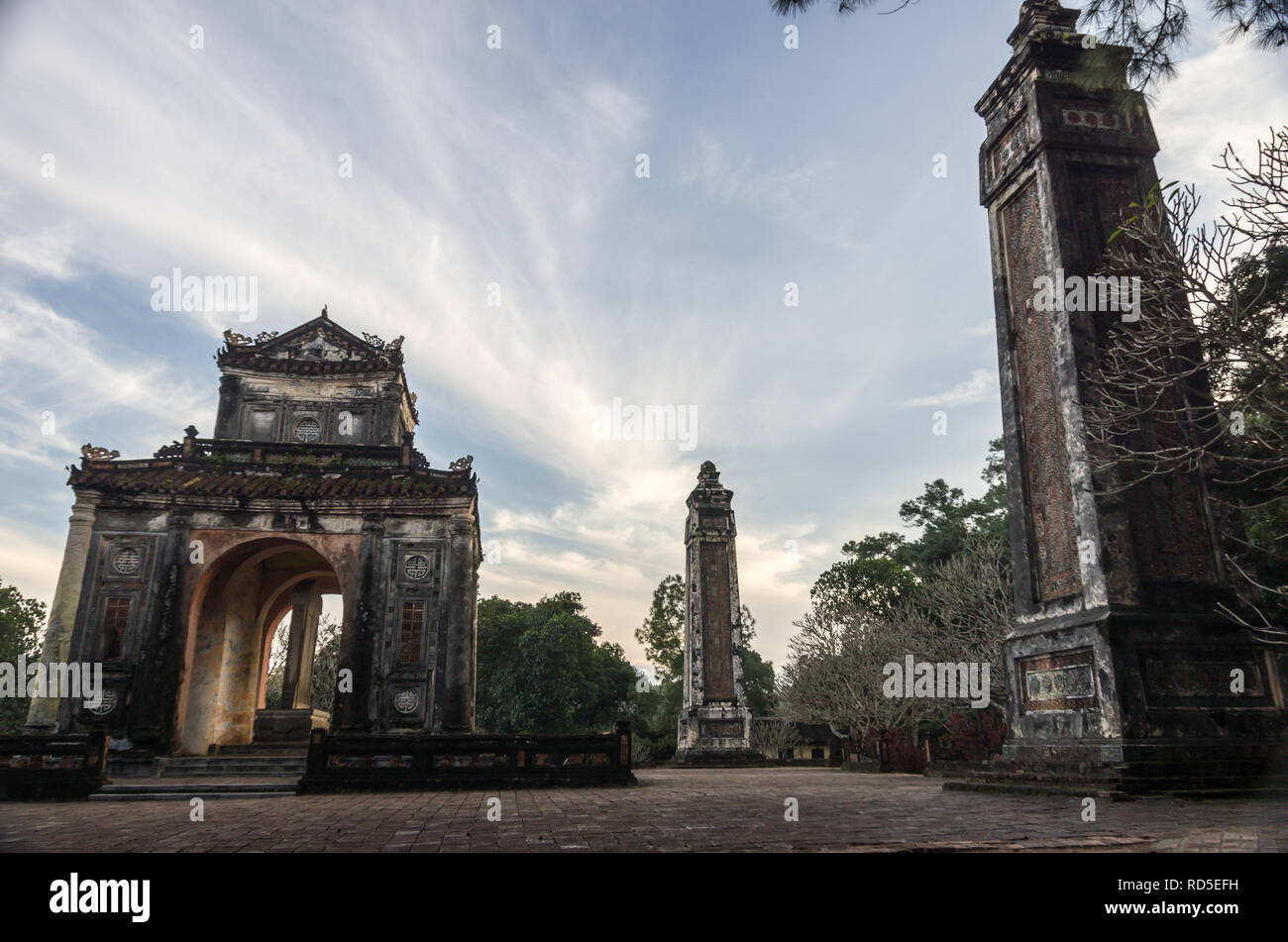 Tomba e giardini di Tu Duc imperatore in tinta, Vietnam - Un sito Patrimonio Mondiale dell'UNESCO Foto Stock