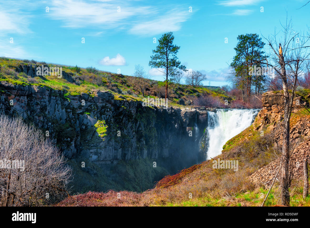 White River la cascata nel aperto ad alta deserto orientale di Oregon Foto Stock