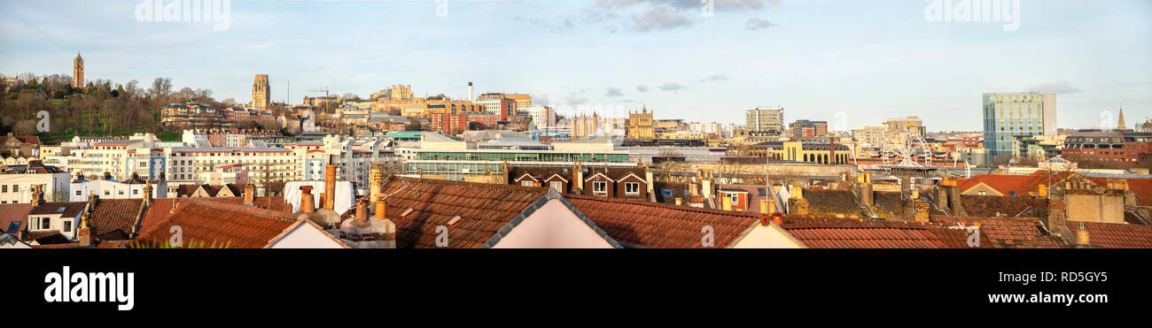 Vista panoramica del centro di Bristol skyline, England, Regno Unito Foto Stock