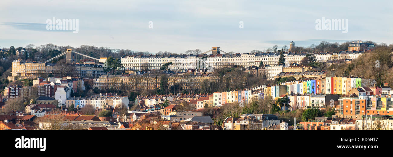 Vista panoramica della zona di Clifton, a Bristol, Inghilterra, Regno Unito Foto Stock