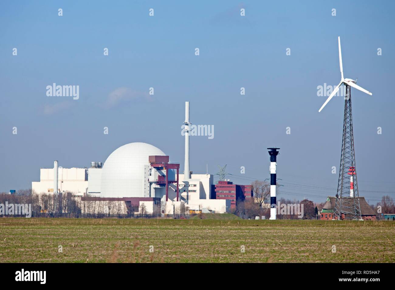 Brokdorf Centrale Nucleare, Schleswig-Holstein Foto Stock