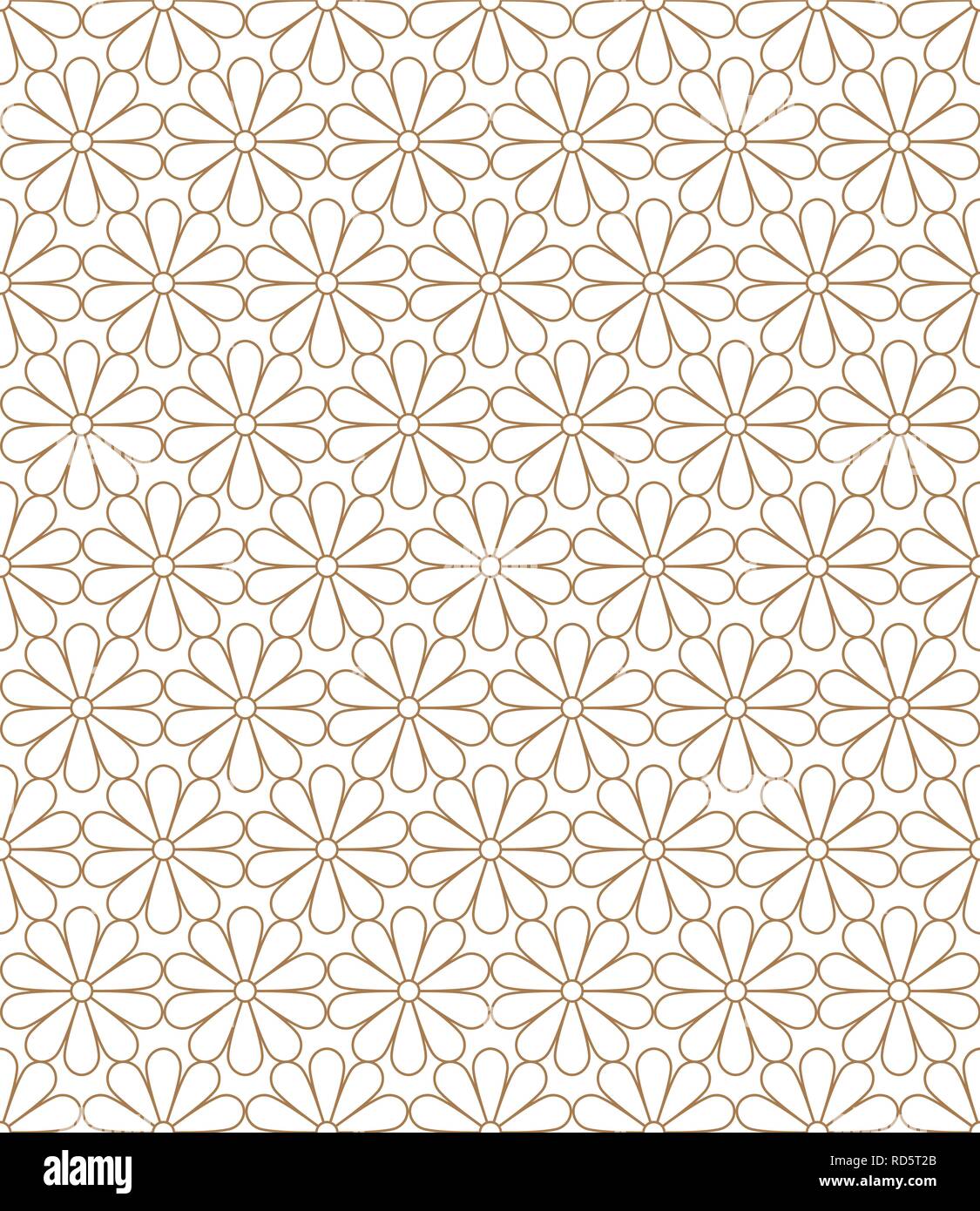 Giapponese Kiku crisantemo vettore floreali seamless pattern. Illustrazione Vettoriale