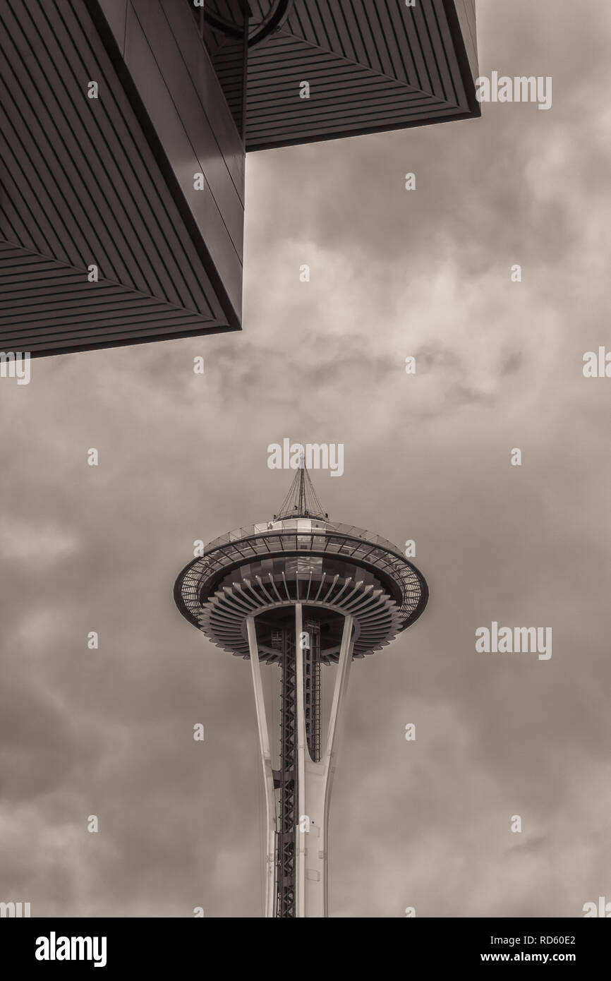 Lo Space Needle e il Seattle struttura iconica e una popolare destinazione turistica, Washington, Stati Uniti. Foto Stock Lo Space Needle e il Seattle struttura iconica e una popolare destinazione turistica, Washington, Stati Uniti. Foto Stock