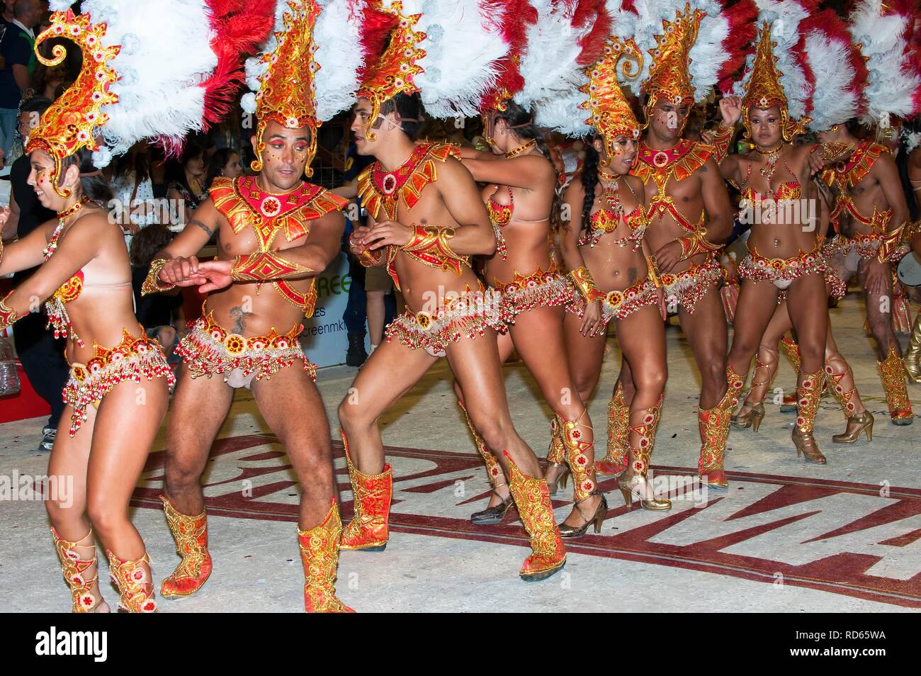 I ballerini al carnevale di Gualeguaychu, Entre Rios Provincia, Argentina, America Latina Foto Stock