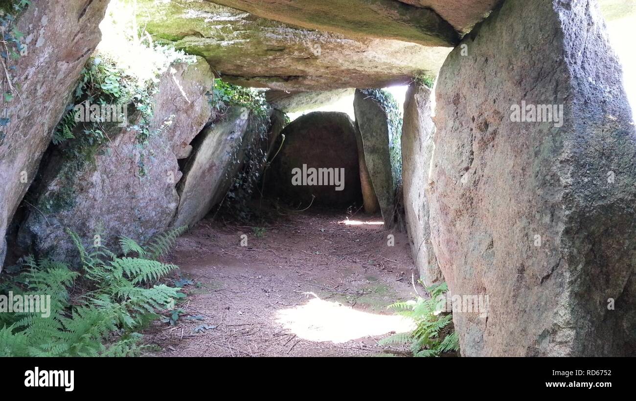 Allée couverte de Curbannalec - vue interieur nord. Foto Stock