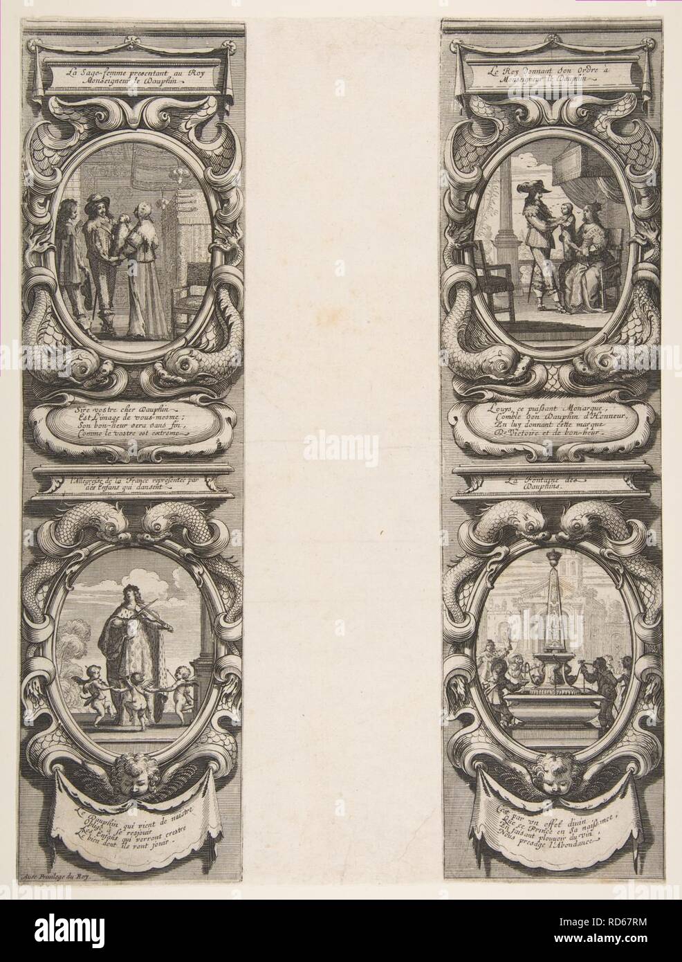 Per Almanach 1639- Luigi XIII e di Anna d'Austria affidando il regno e l'apparente erede del vergine Foto Stock