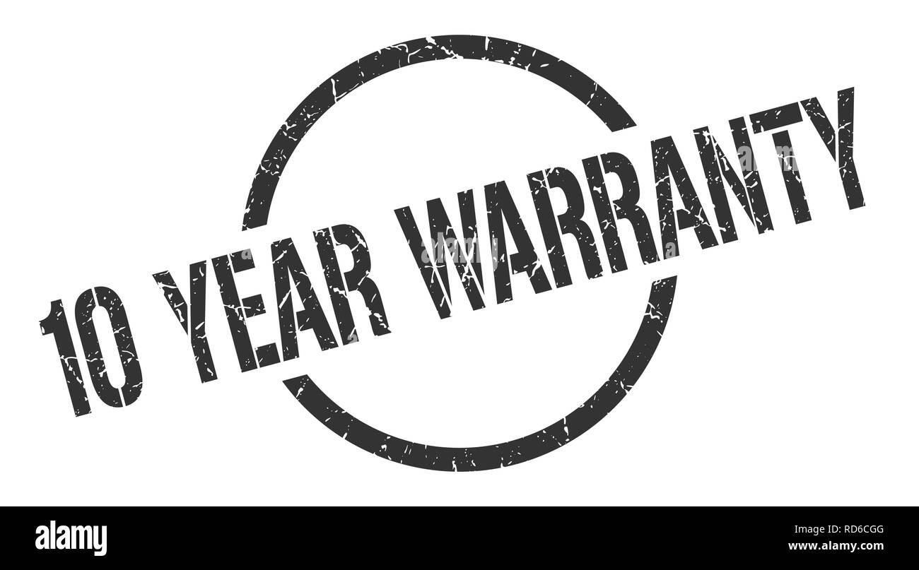 Dieci anni di garanzia nero timbro rotondo Illustrazione Vettoriale