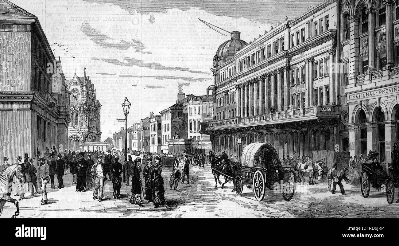 Tomaia High Street di Sunderland, Inghilterra, storica immagine, 1883 Foto Stock