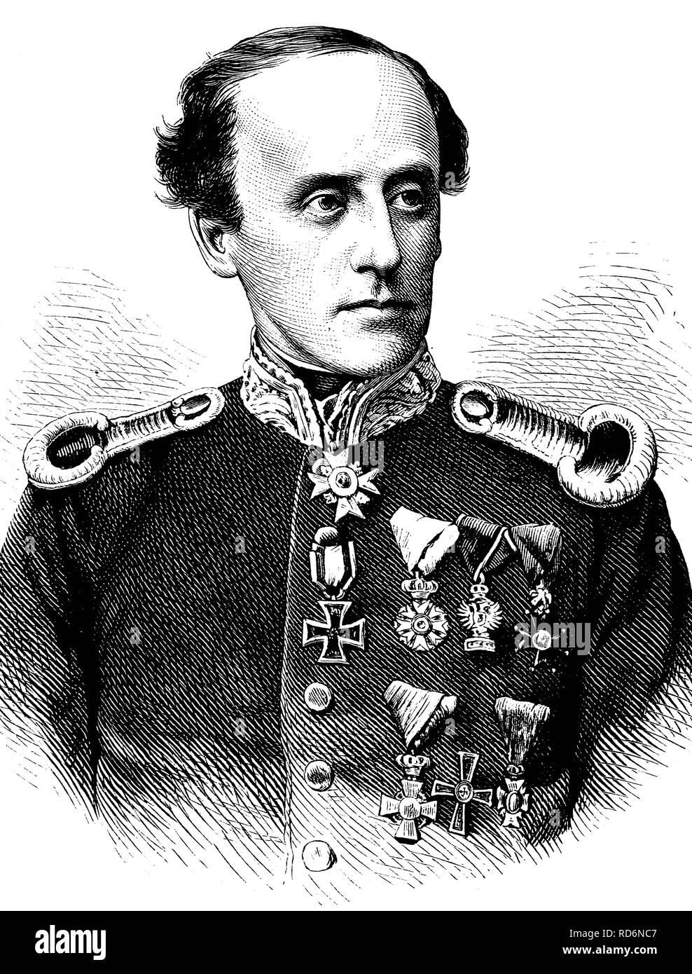 Johann Nepomuk von Nussbaum, 1829-1890, Tedesco chirurgo e chirurgo generale illustrazione storico, circa 1886 Foto Stock