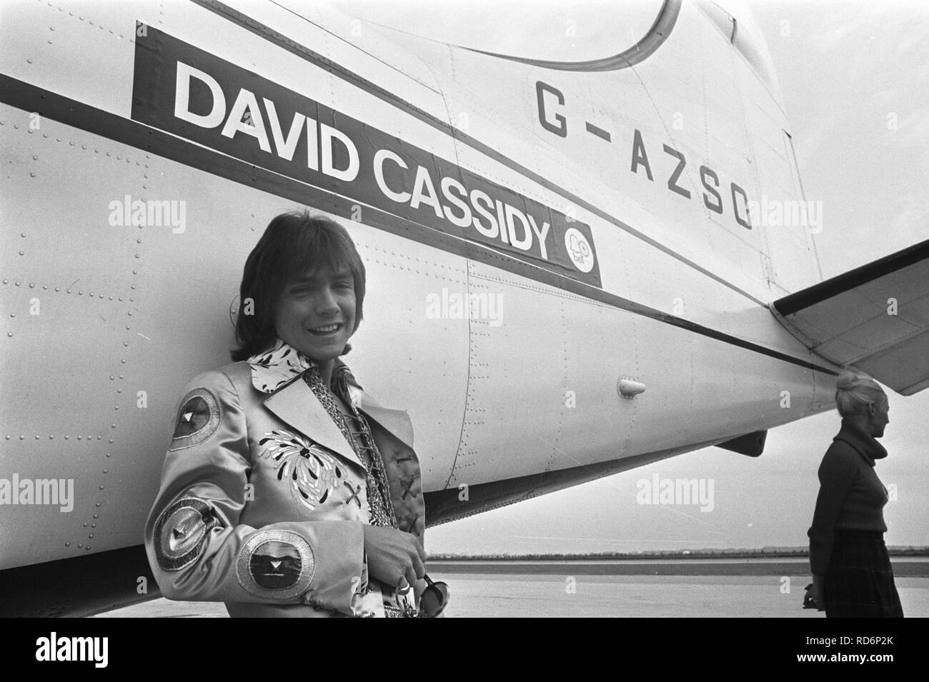 Amerikaanse pop en TV-ster David Cassidy bij vliegtuig, Bestanddeelnr 925-8637. Foto Stock