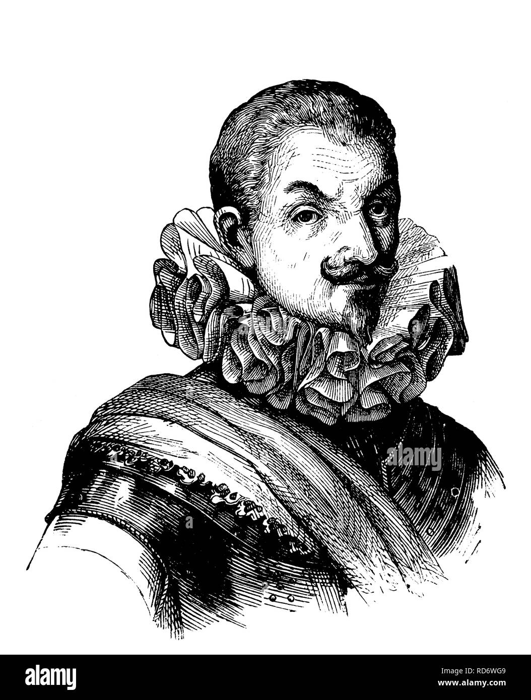 Johann t'Serclaes Tilly, 1559 - 1632, comandante della Guerra dei Trent'anni, xilografia dal 1880 Foto Stock