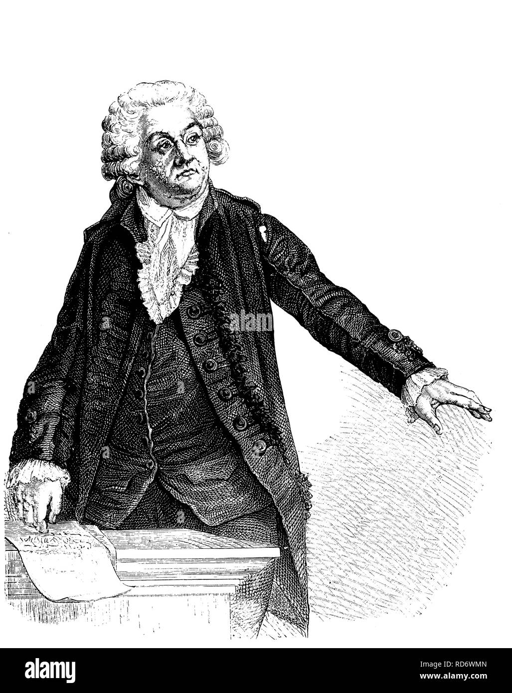 Victor de Riqueti, marchese de Mirabeau, 1715 - 1789, economista francese, physiocrat e scrittore, xilografia dal 1880 Foto Stock